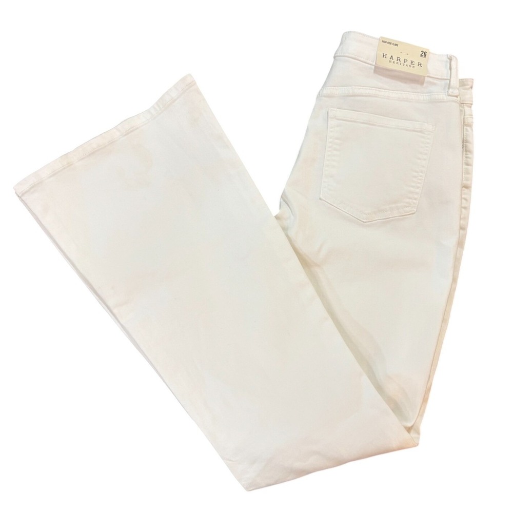 HARPER HERITAGE‎ Womens 26 White High Rise Flare Jeans Stretch Denim NEW